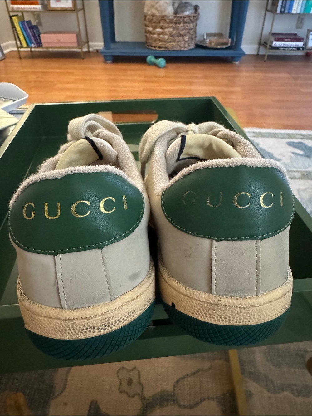 Gucci Women Beige Sneakers with Green and Red Web Stripe - Picture 4 of 4